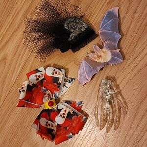 Set Of Spooky Goth Halloween Hair Accessories